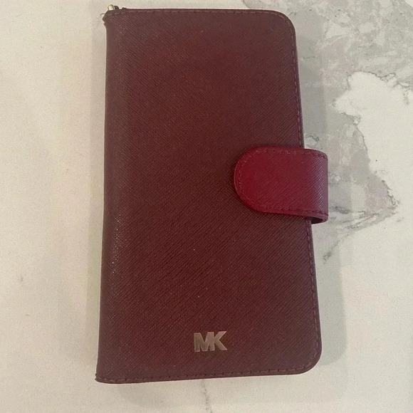 Michael Kors Phone Case/Wallet. Magnet snap close. 6” tall x 3.5” wide. Oxblood. - Picture 1 of 9